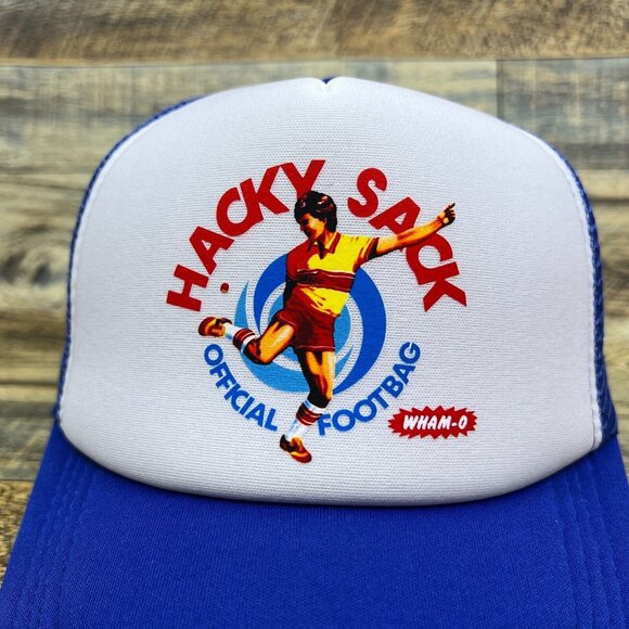 Hacky Sack Unisex Trucker Hat Blue Retro Vintage Toys And Games Ball Cap - Picture 3 of 7